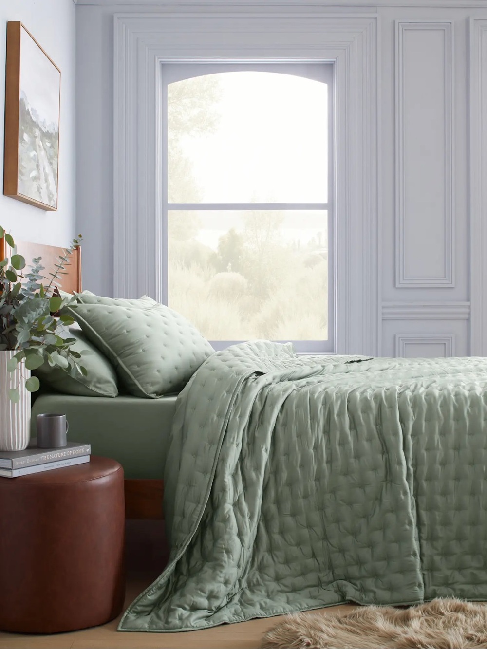 Quince Full/Queen Bamboo Dream Quilt in Eucalyptus Green - Picture 2 of 9
